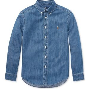 Boys Polo Ralph Lauren cotton chambray shirt.Size 7years.Used once.